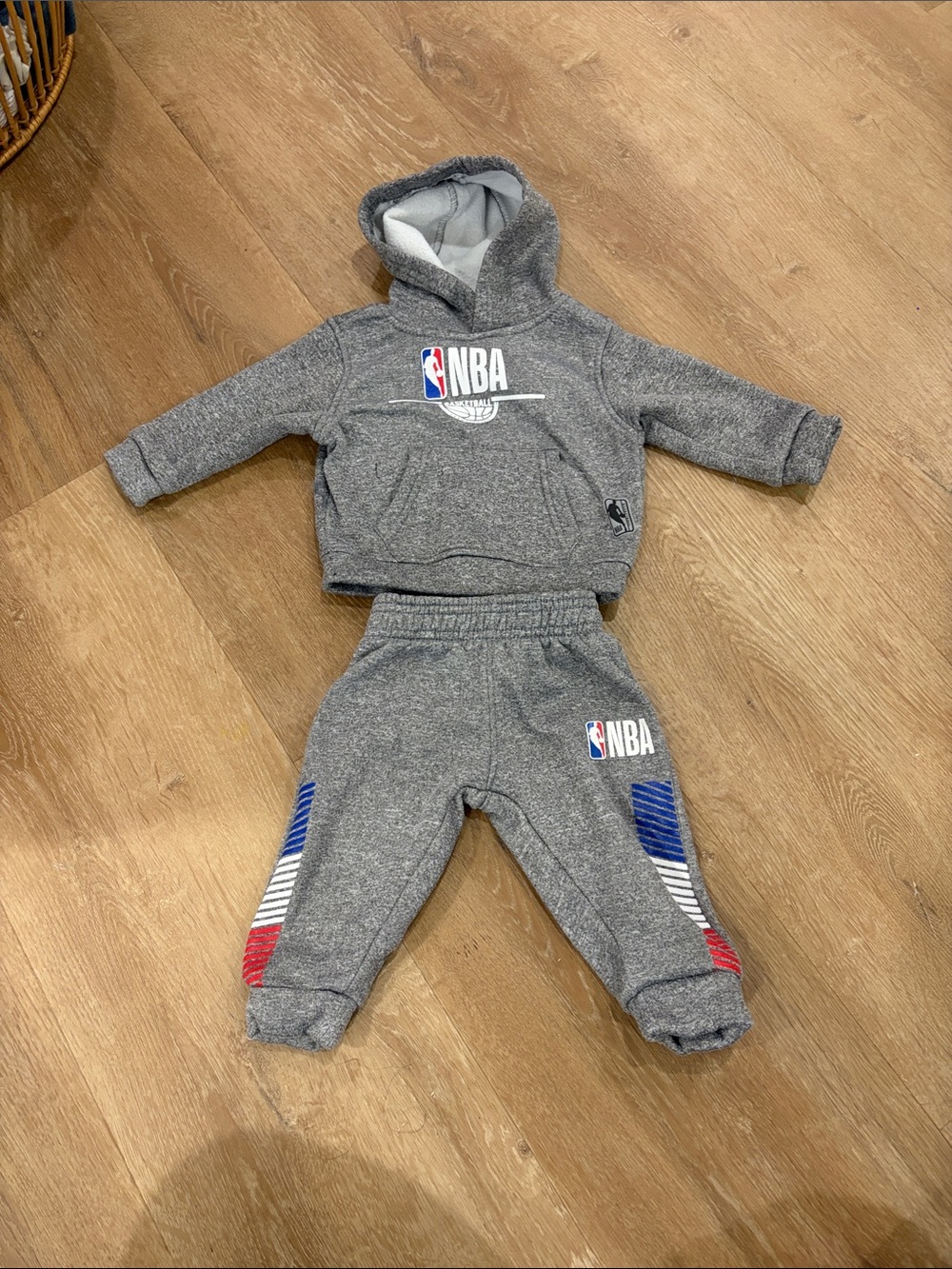 NBA Gray Hoodie & Joggers Set with Red, Blue and White Accents